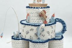 Bolo aniversário infantil tema Pescaria/Aventura no mar