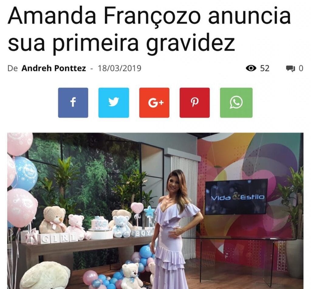 Notícia Amanda Françoso primeira gravidez