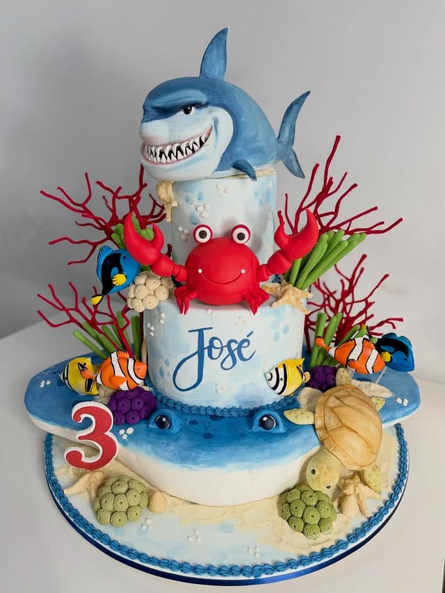 bolo personalizado fundo do mar